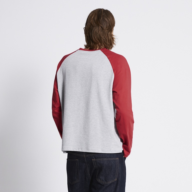 Long sleeve baseball tee "Franklin" Red